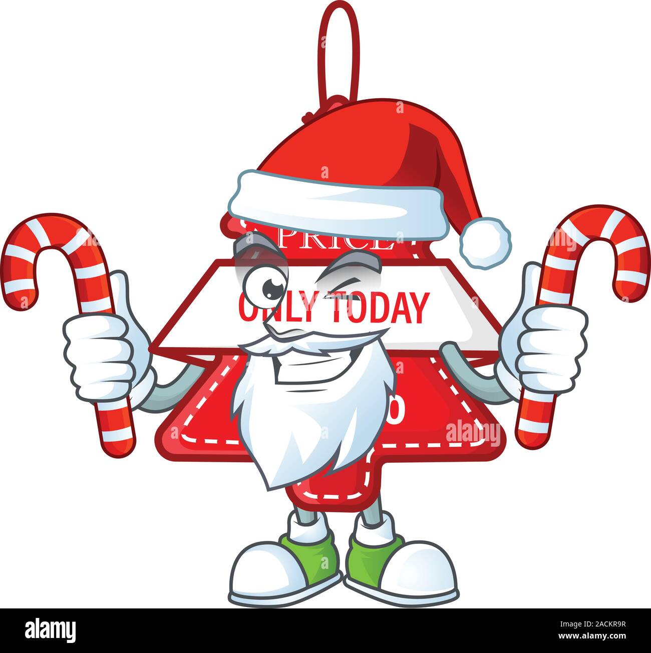 Christmas Best Price Tag Cartoon Character In Santa With Candy Stock Vector Image Art Alamy