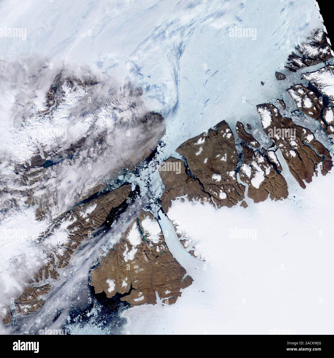 Petermann Glacier. Satellite image of the Petermann Glacier (ice flow ...