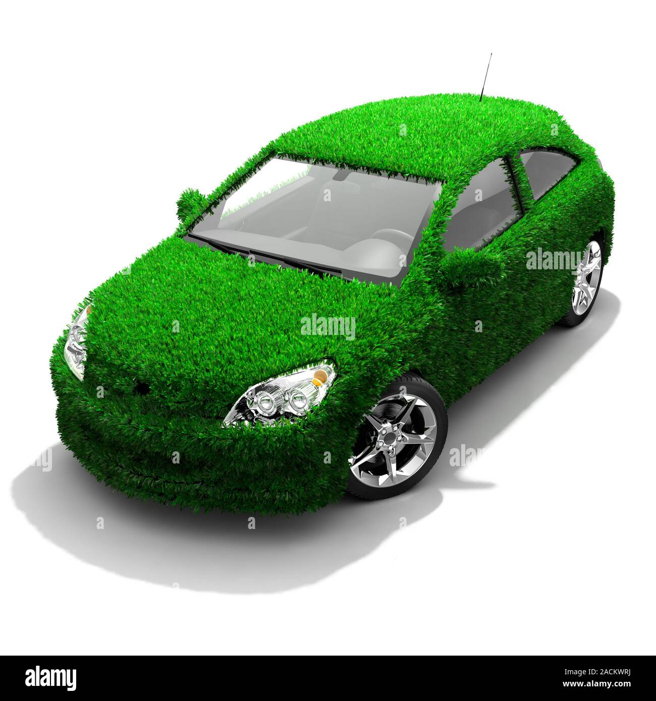 The metaphor of the green eco-friendly car Stock Photo