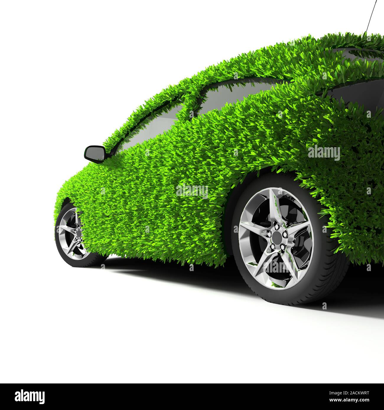 The metaphor of the green eco-friendly car Stock Photo