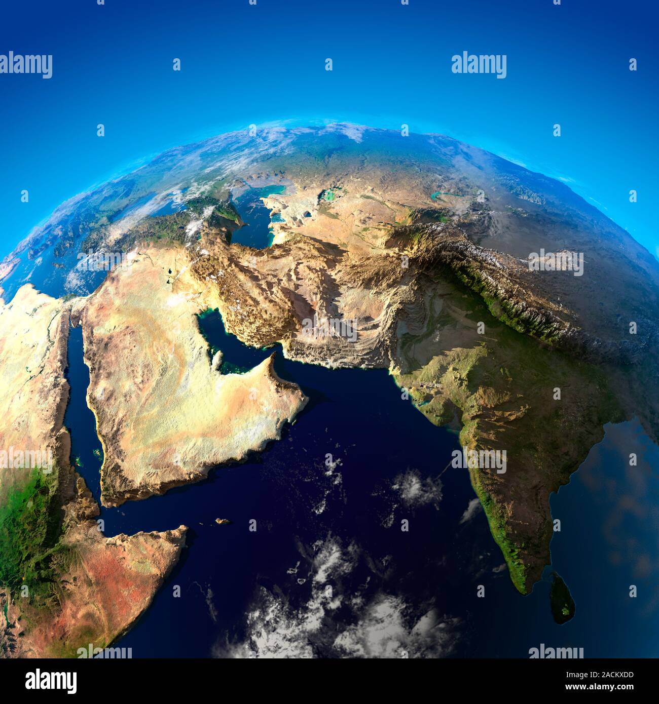 Beautiful Earth - Arabian Peninsula and India from space Stock Photo