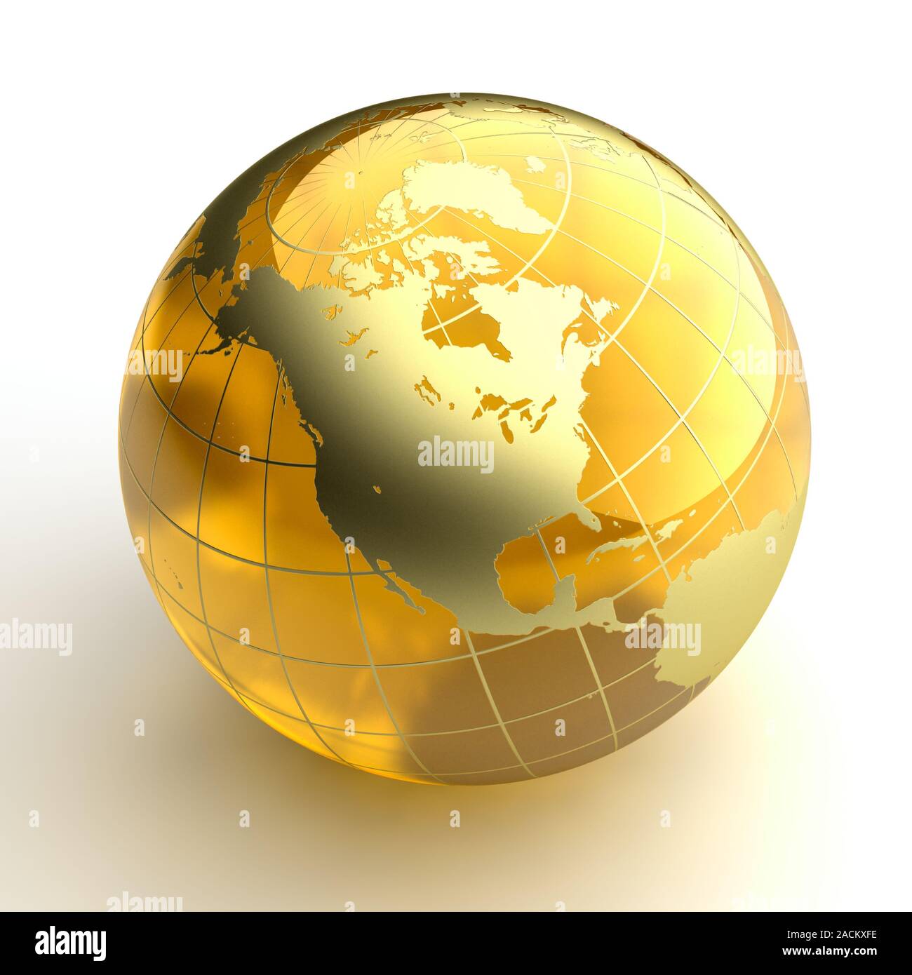 Amber globe with golden continents on white background Stock Photo - Alamy