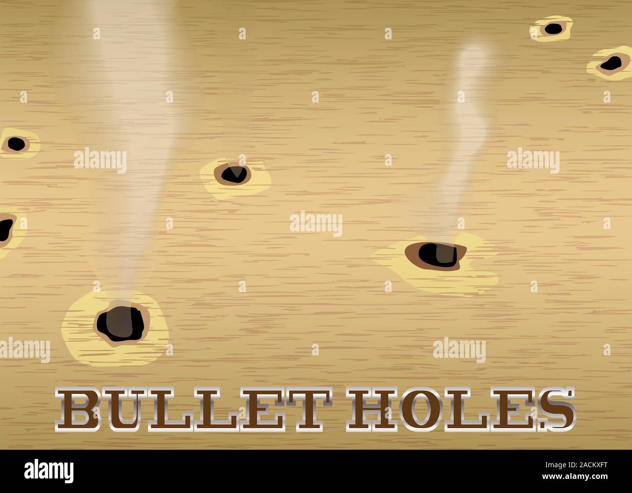 Bullet hole wood Stock Photo