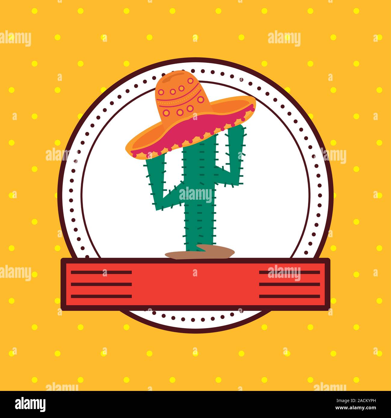 cactus plant with hat mexican culture Stock Vector Image & Art - Alamy