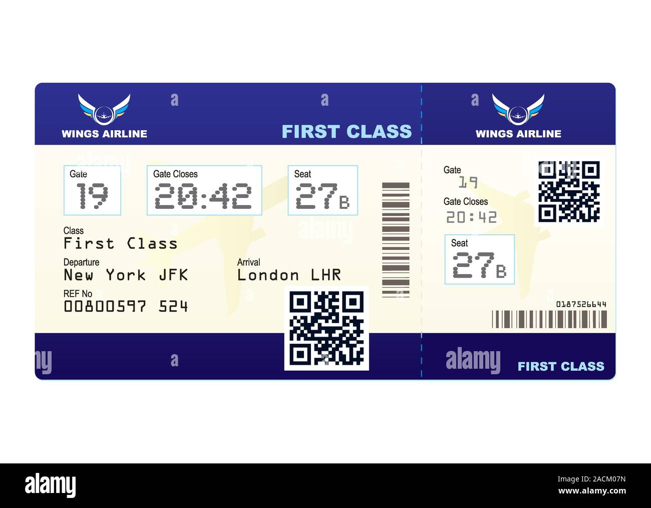 Plane ticket QR code Stock Photo