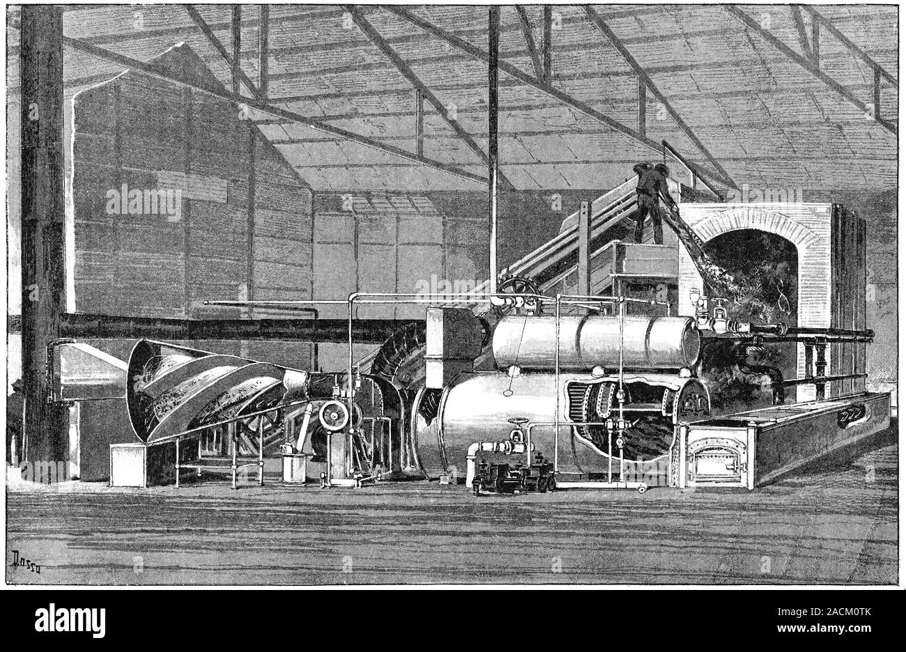 Waste incinerator, 19thcentury artwork. This incinerator is located in