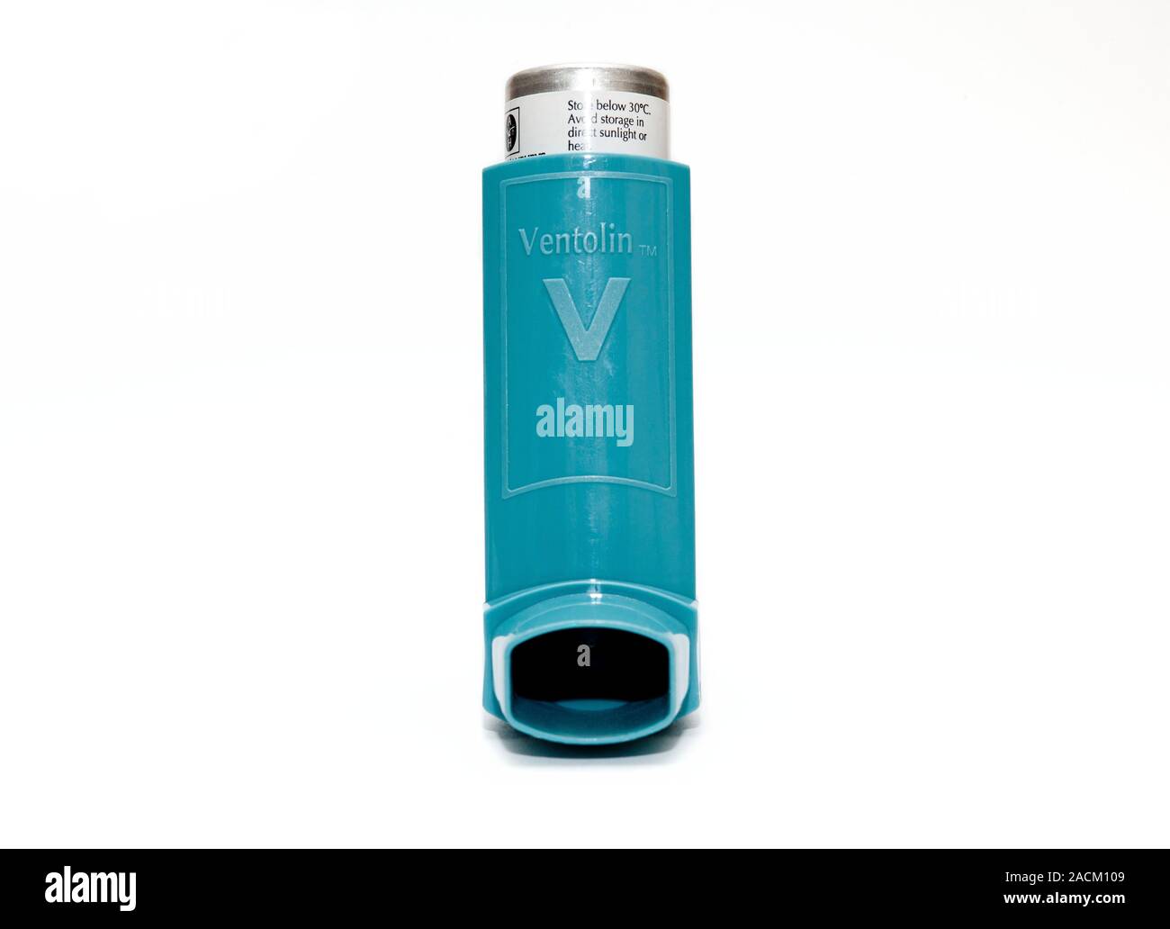 Ventolin inhaler, a handheld asthma inhaler that contains the drug salbutamol in a pressurised