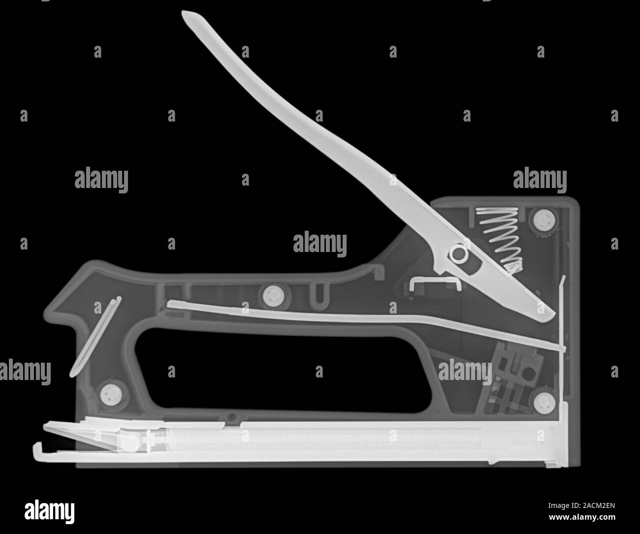 Wall stapler, X-ray. Stock Photo