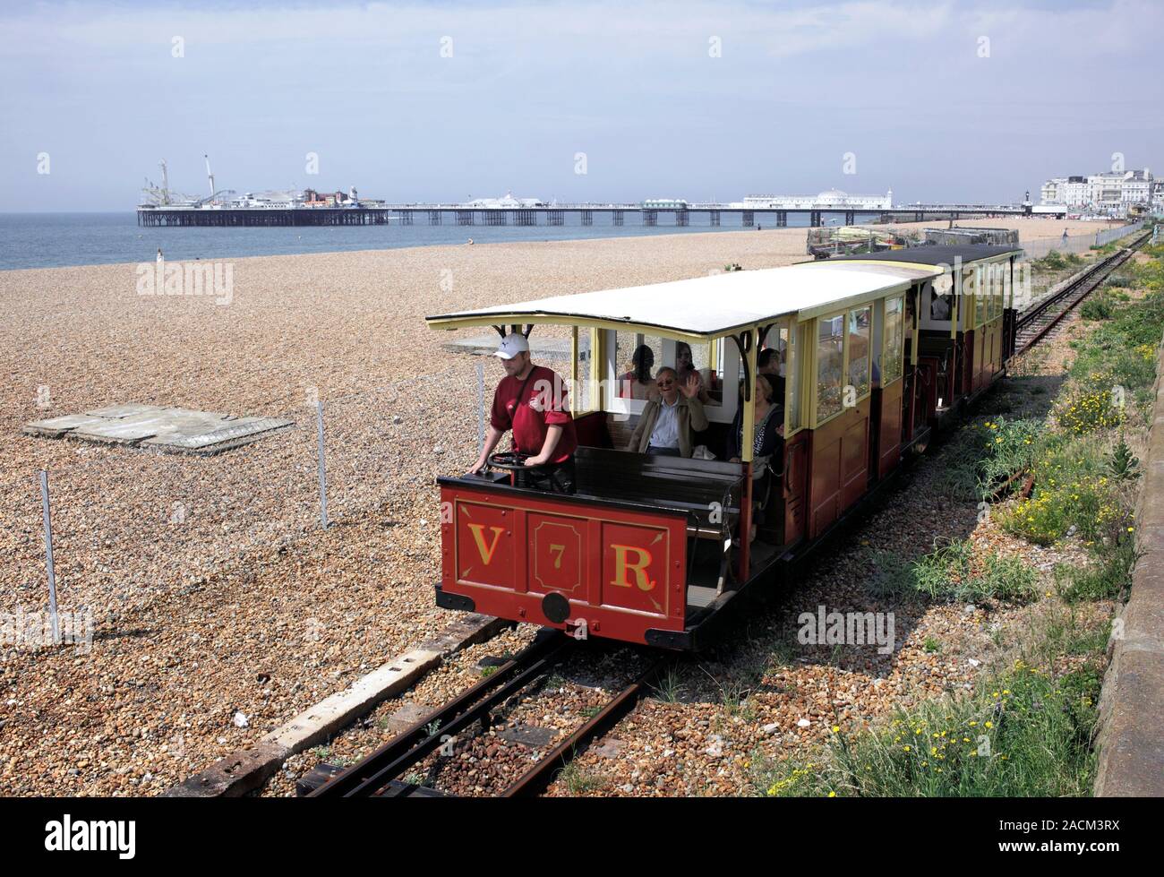 Volk's Electric Railway (VER). This railway was built in Brighton, UK, in  1883. It was designed by the British engineer Magnus Volk (1851-1937). VER  i Stock Photo - Alamy