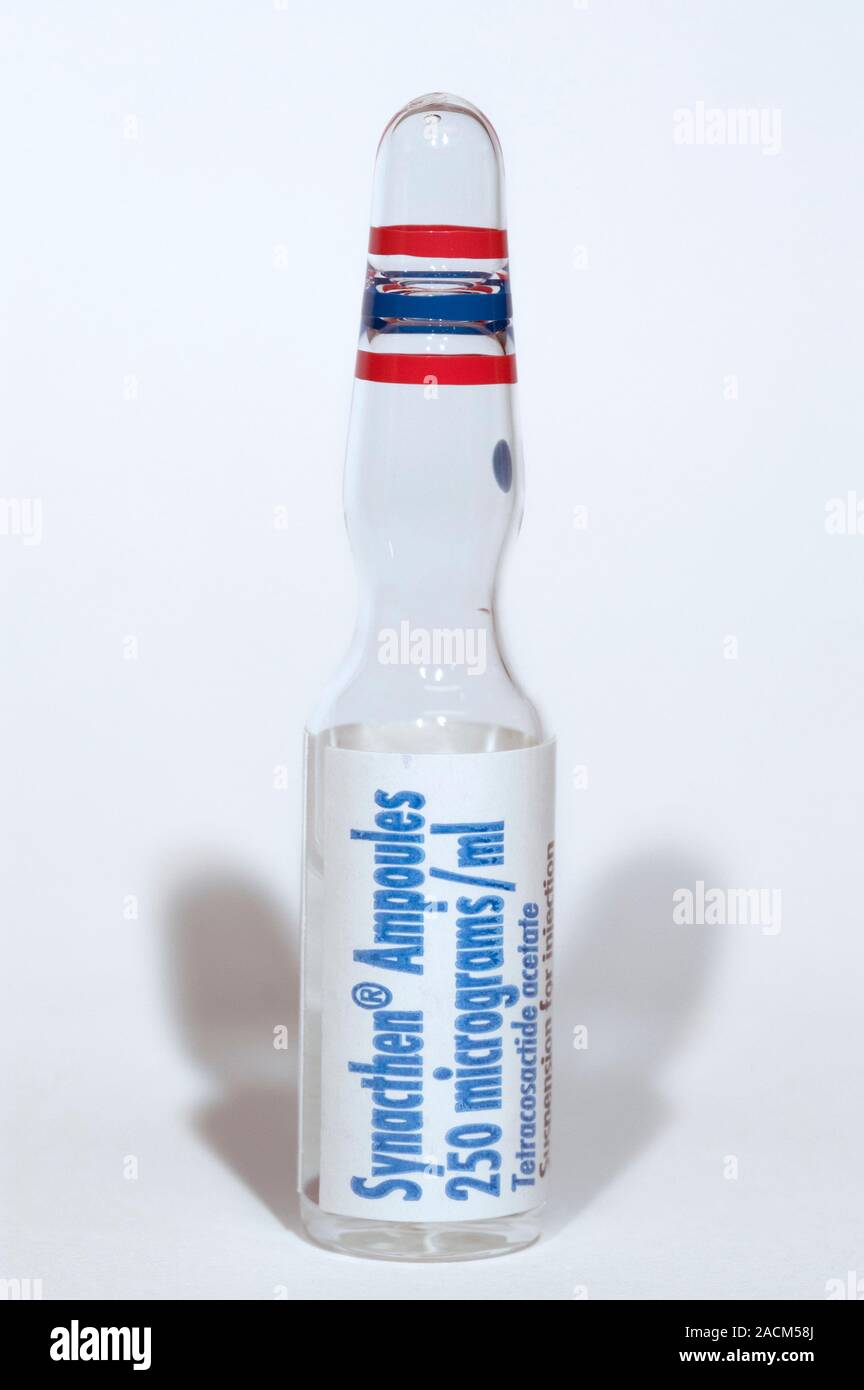 Ampoule of Synacthen (tetracosactide acetate) drug used in a diagnostic