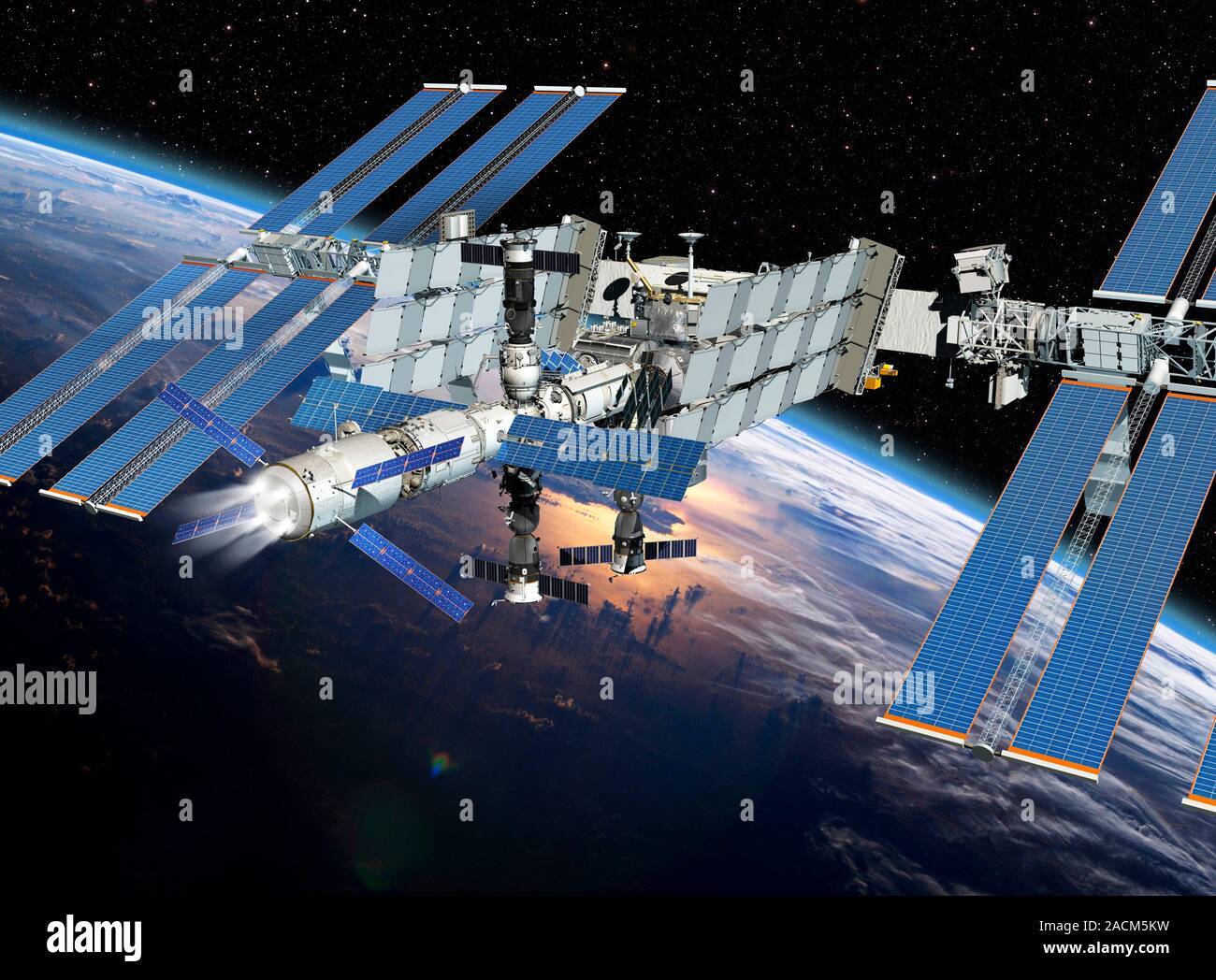 Automated Transfer Vehicle (ATV, lower left) boosting the International ...