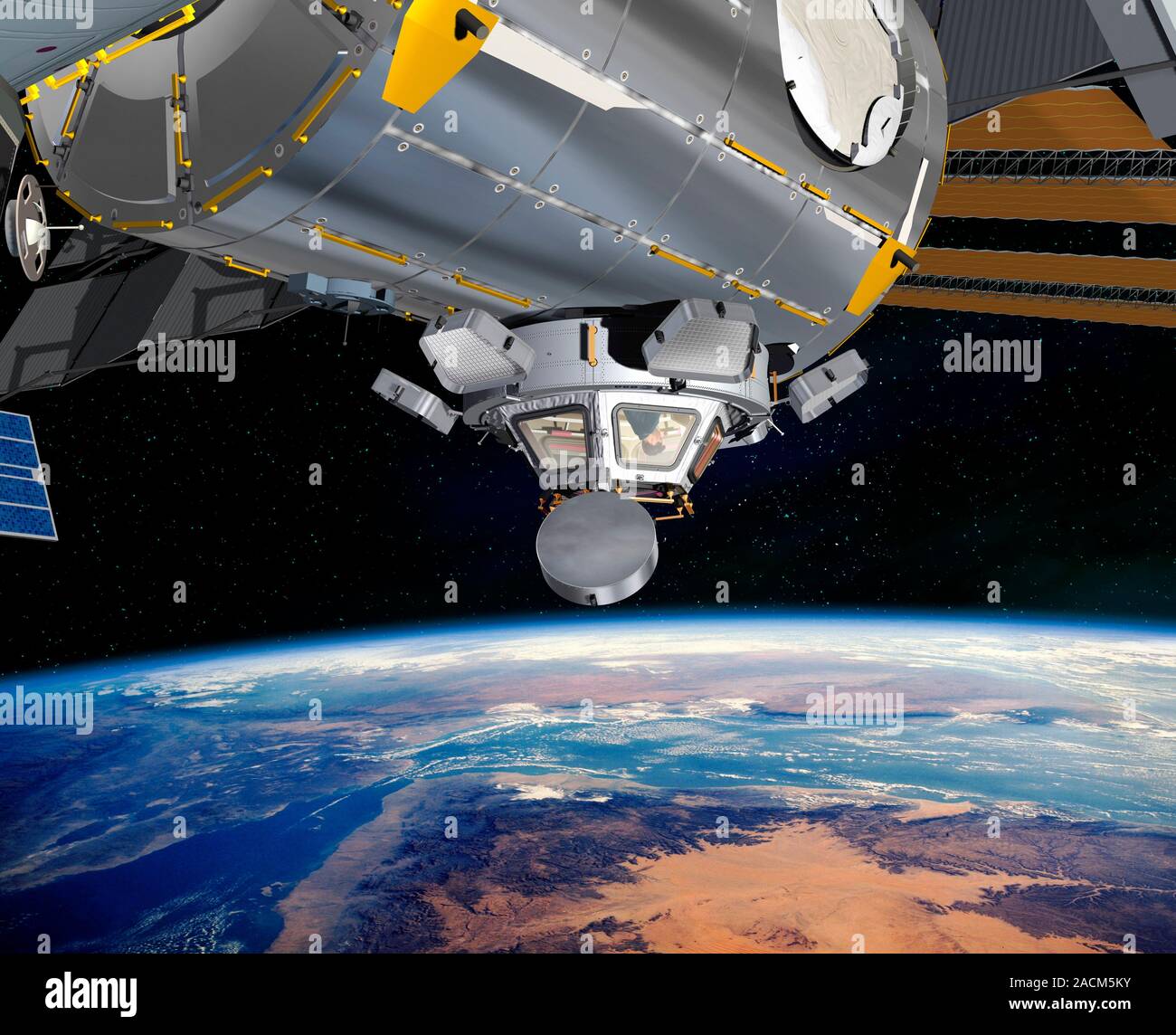 Cupola ISS module. Artwork of the Cupola viewing module of the
