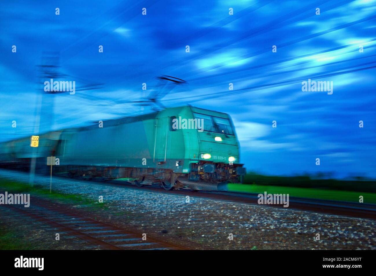 Freight train at night. night train Stock Photo Alamy