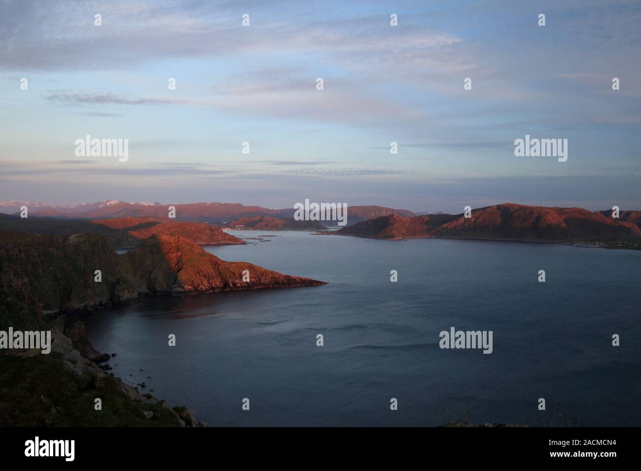 Sunset Island Round Norway Stock Photo