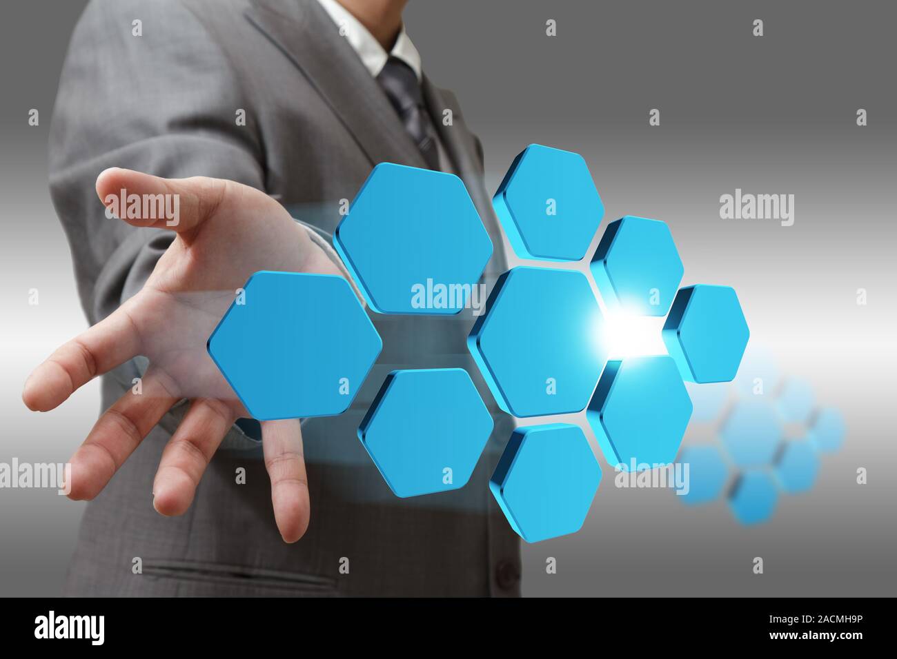 Business man hand shows blank abstract diagram Stock Photo - Alamy