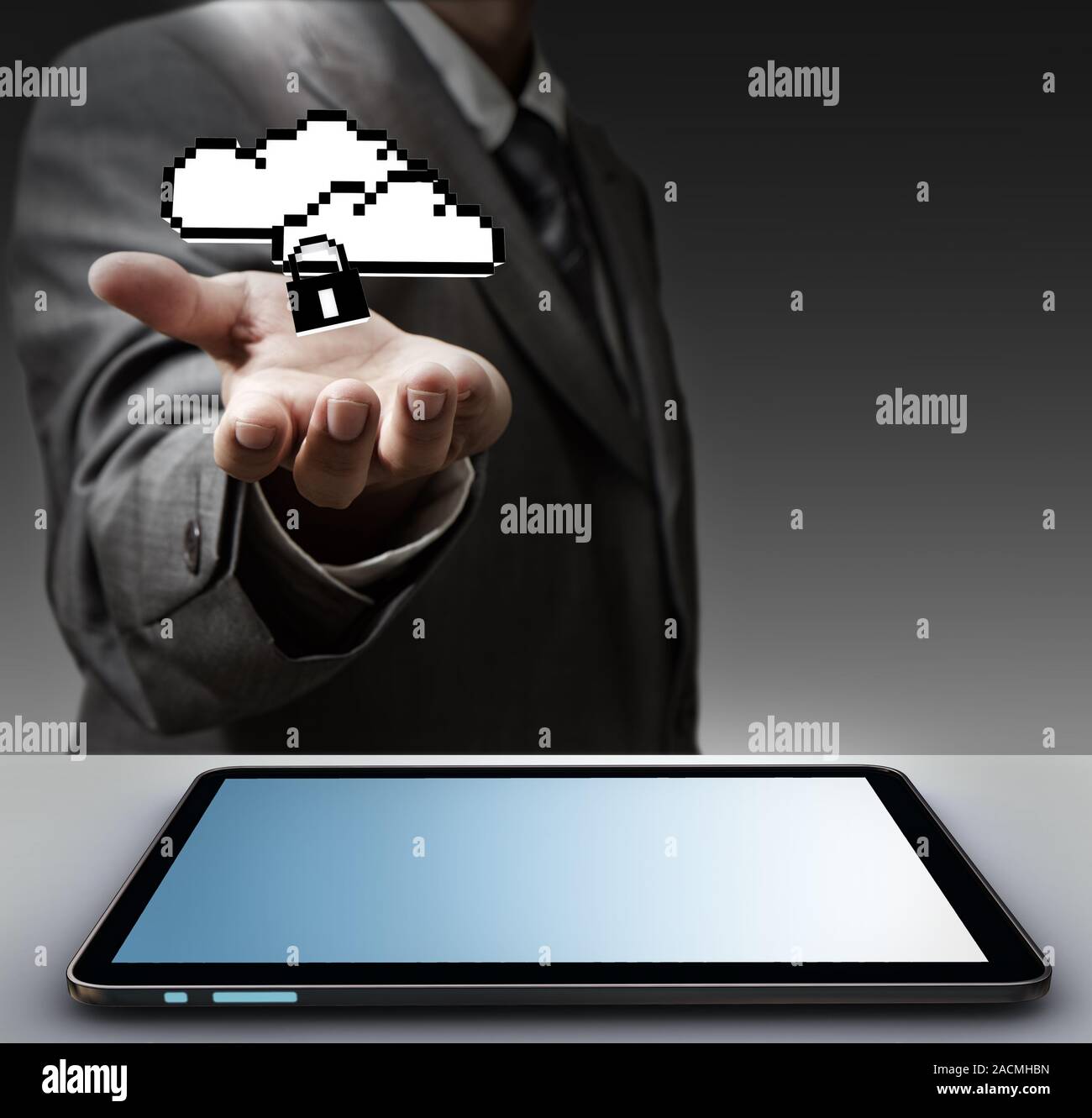 pixel cloud network sign as concept Stock Photo