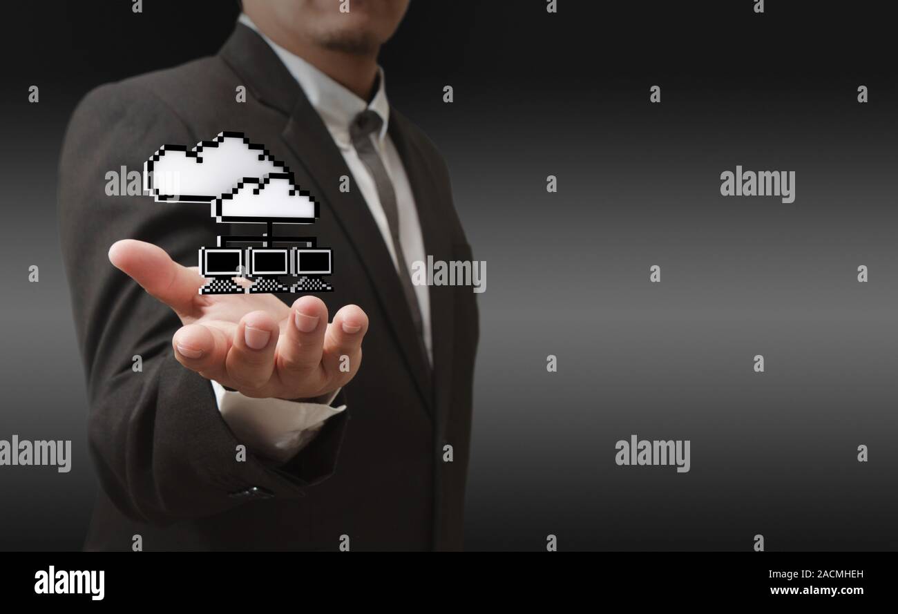 3d pixel cloud network icon as concept Stock Photo