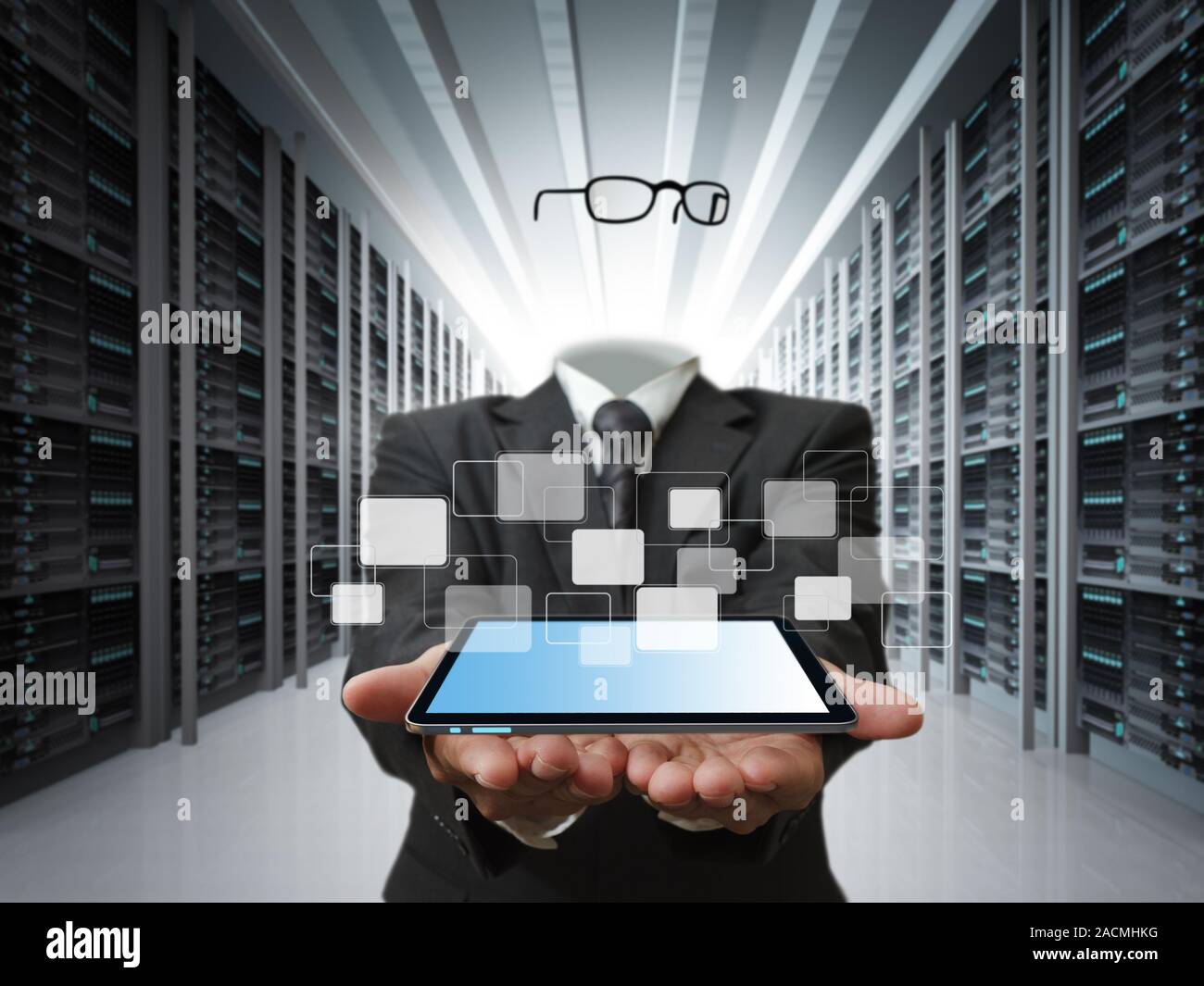 invisible Business man and data server concept Stock Photo - Alamy