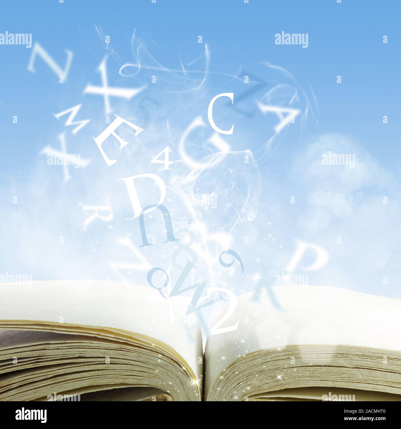open book on a cloud Stock Photo