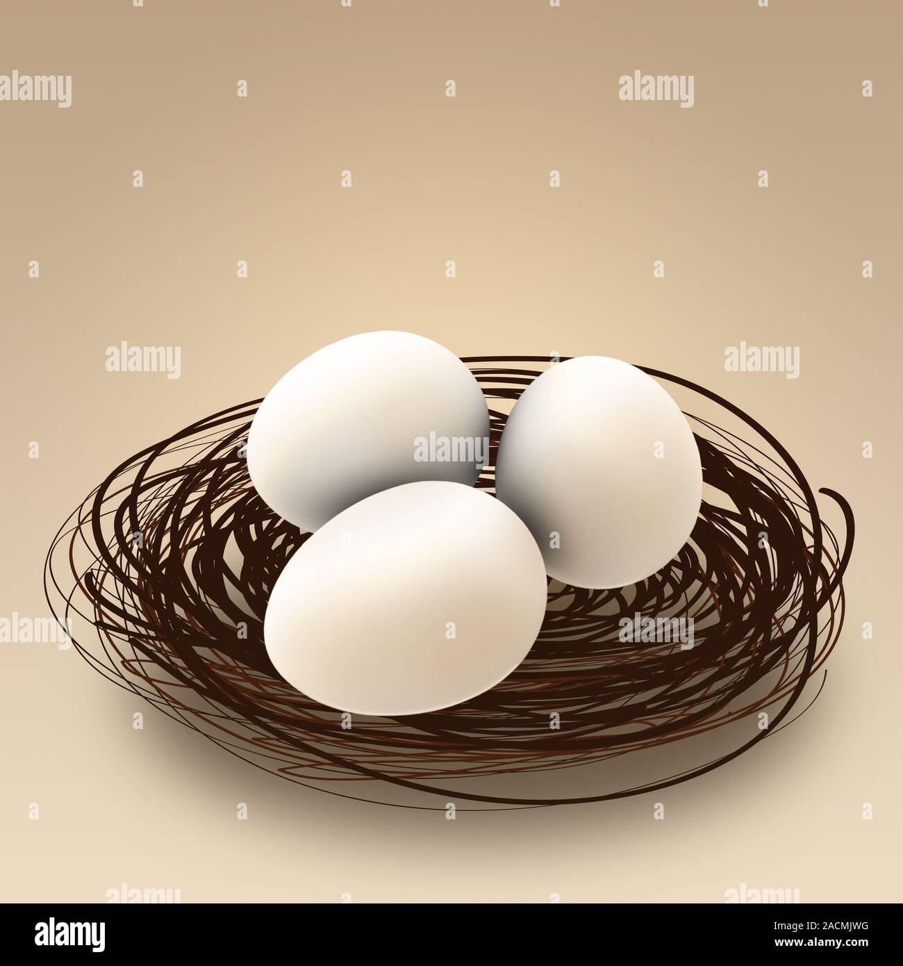 three eggs in a nest Stock Photo - Alamy