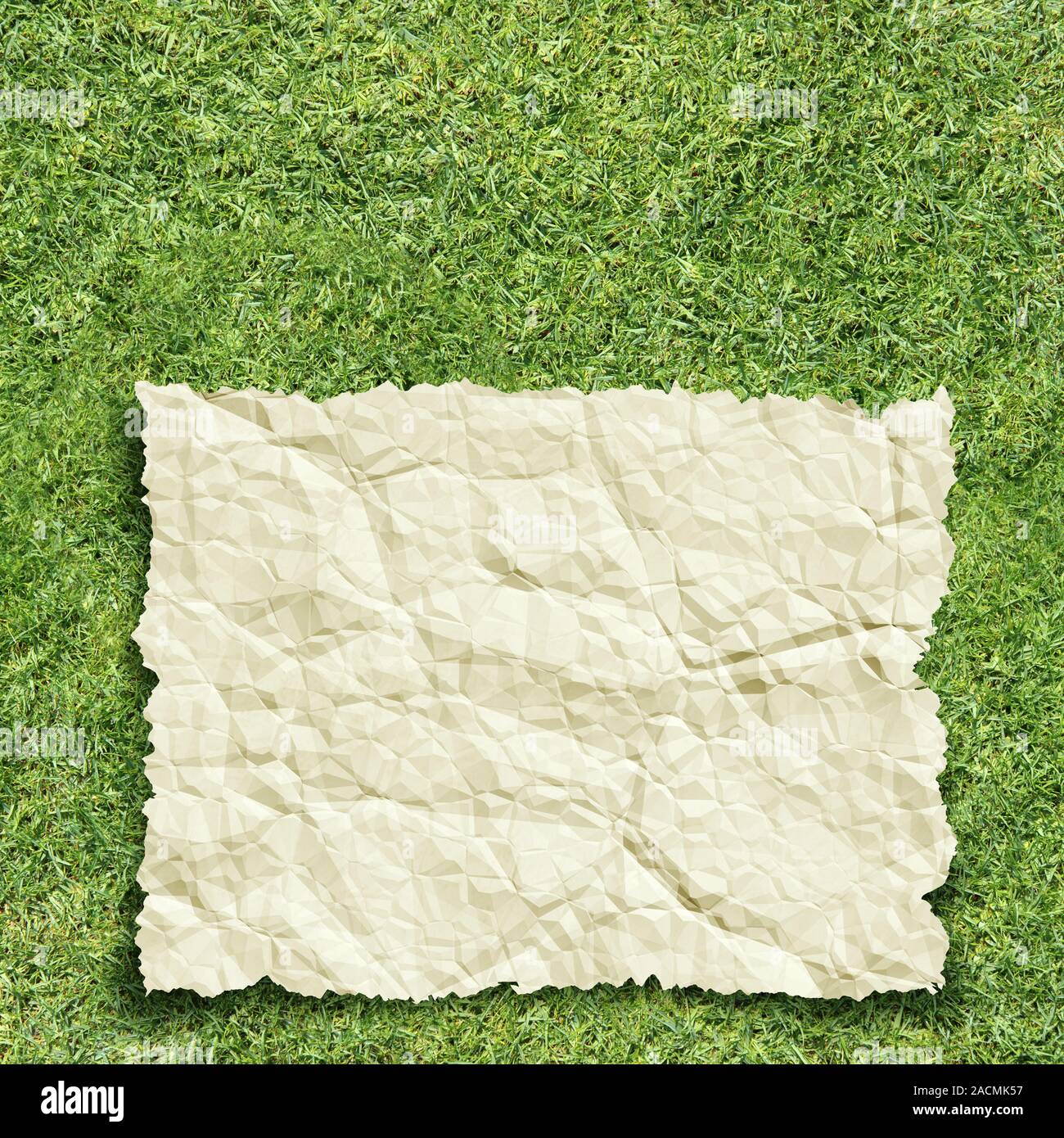 paper on grass Stock Photo