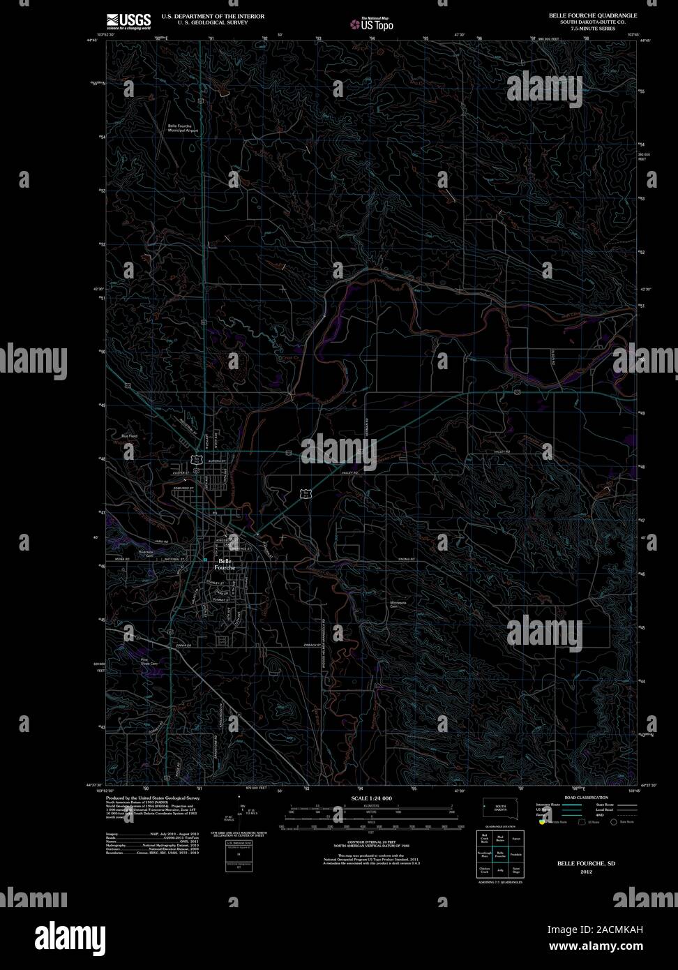 Map of belle fourche hires stock photography and images Alamy