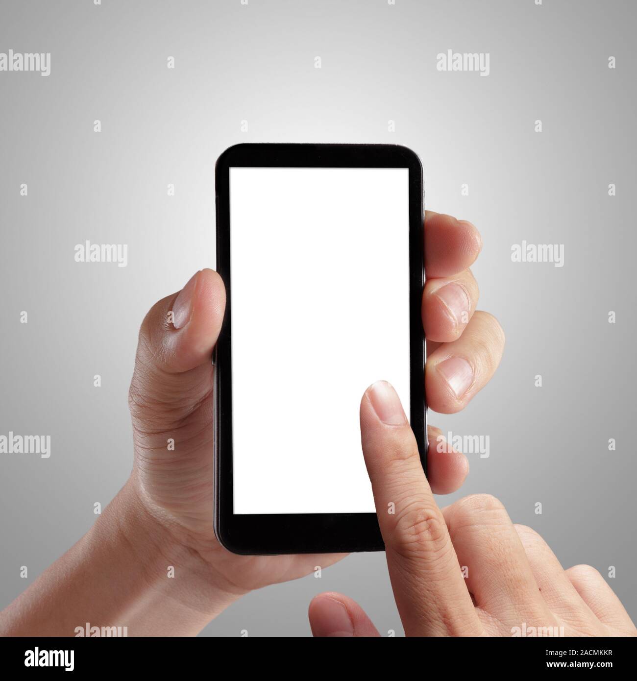 Hand holding mobile smart phone Stock Photo
