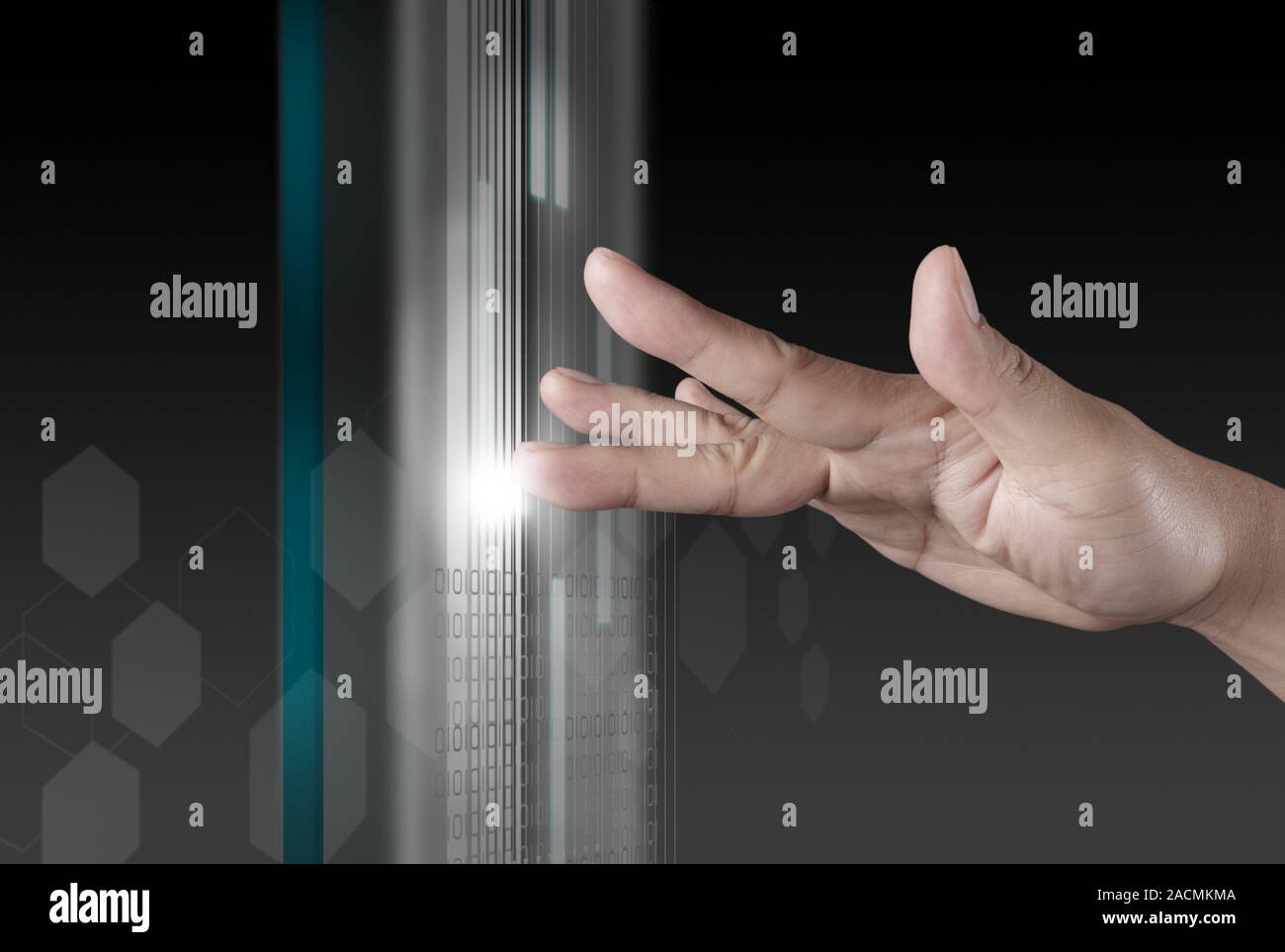 hand working on modern technology Stock Photo