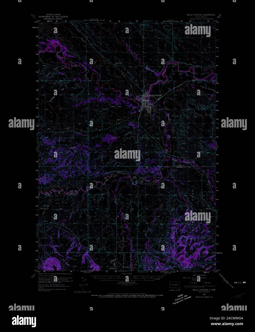 Belle fourche map hires stock photography and images Alamy