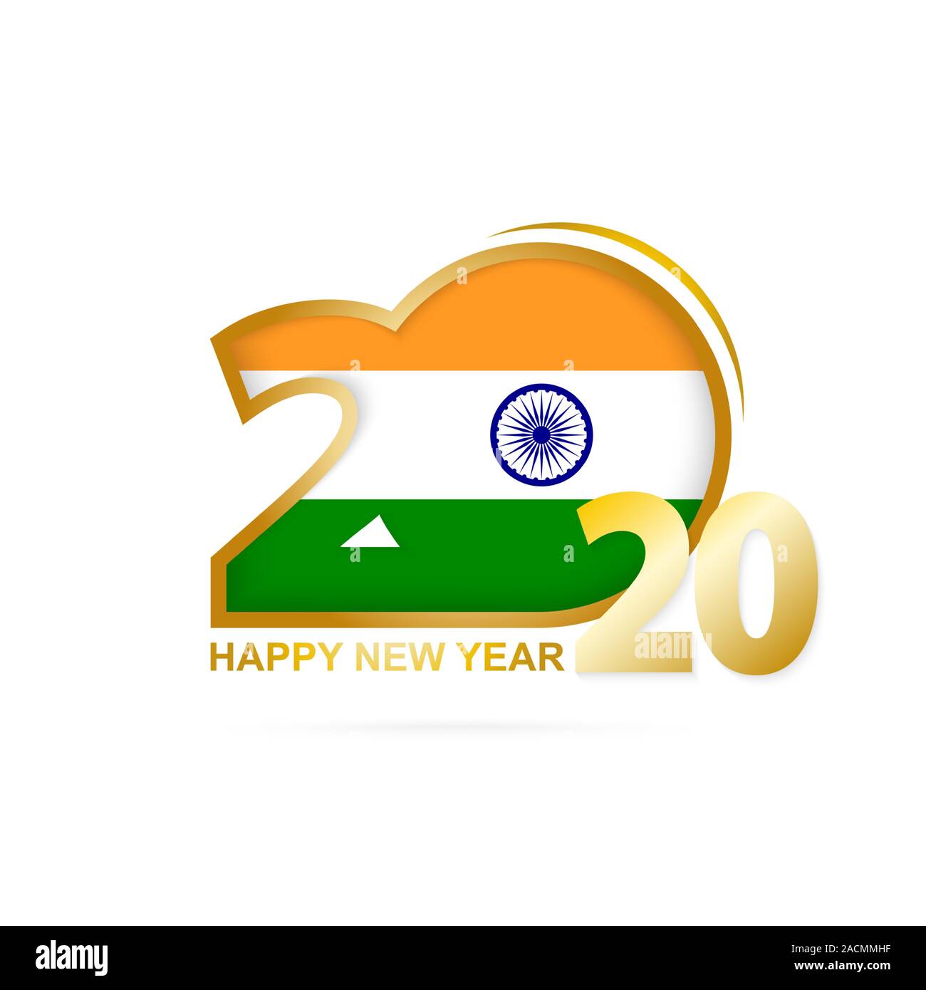 Year 2020 With India Flag Pattern Happy New Year Design Vector Illustration Stock Vector Image Art Alamy