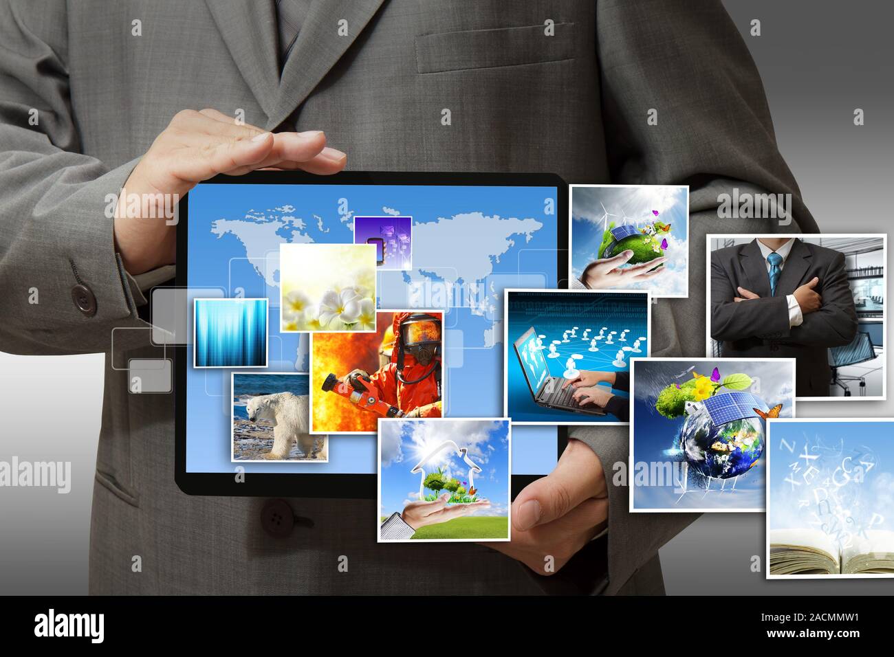 Business hand show touch pad concept Stock Photo