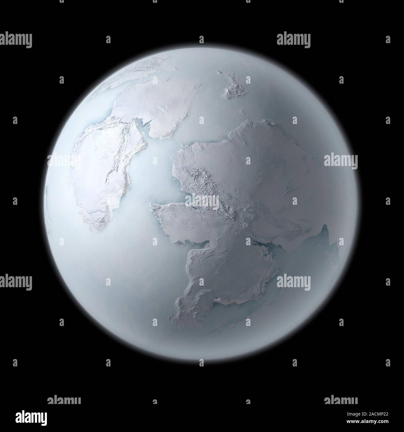 Sturtian glaciation, Cryogenian period. Artwork showing the Earth ...