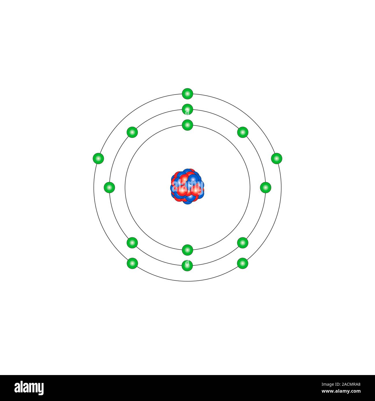 Phosphorus (P). Diagram of the nuclear composition and electron ...