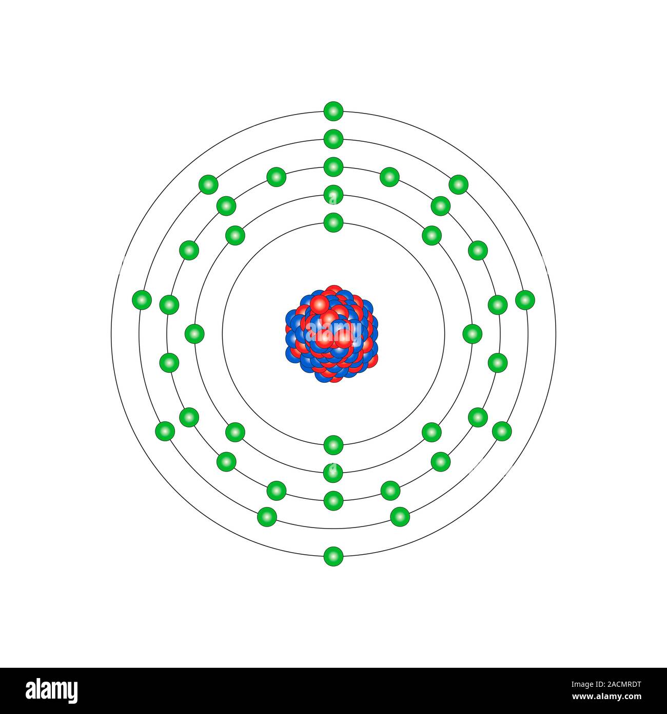 Yttrium (Y). Diagram of the nuclear composition and electron ...