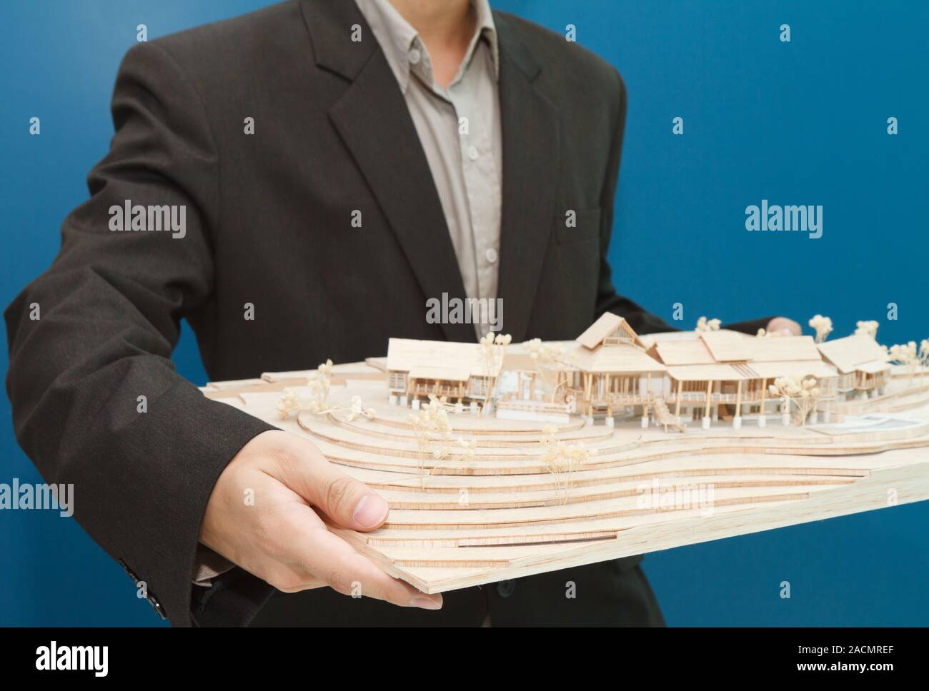 Man holding a model of a house in his hands Stock Photo - Alamy
