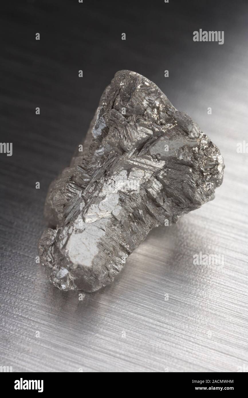 Antimony. Sample of antimony (Sb), a metalloid element from group 15 of