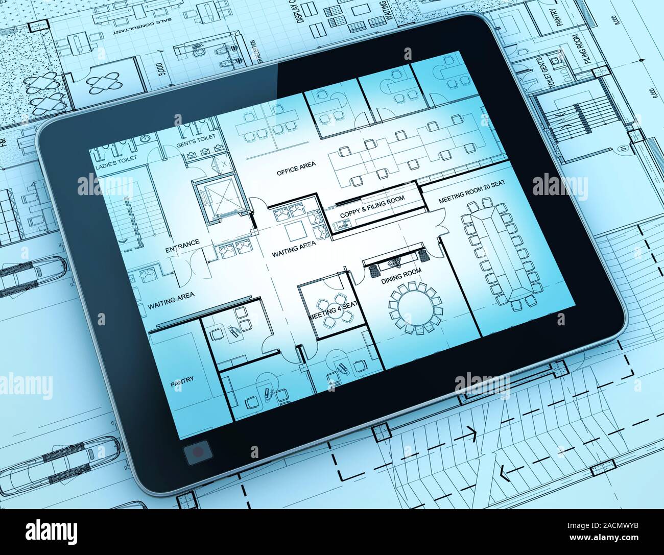 Hands holding tablet Stock Photo