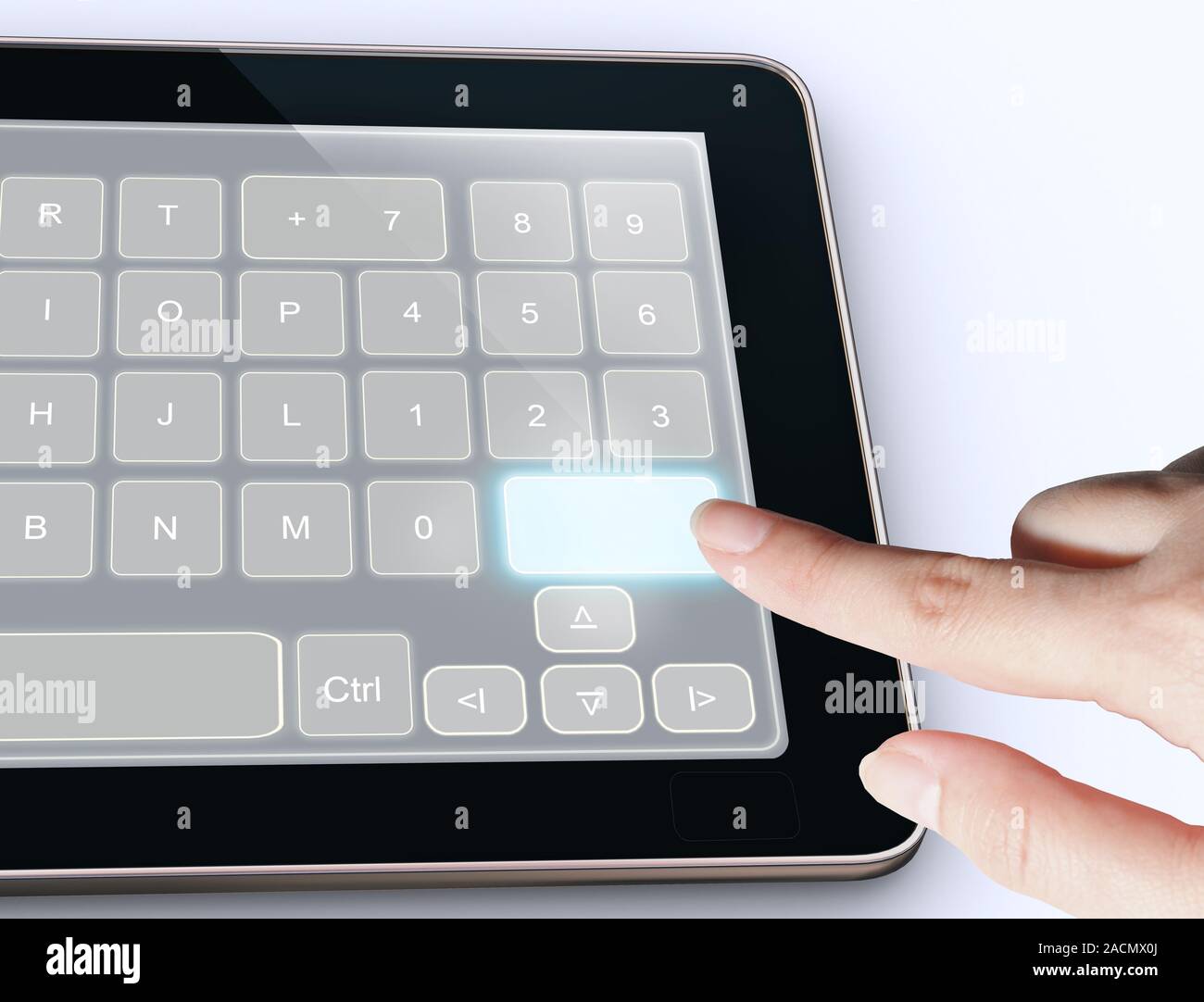 Hands holding tablet Stock Photo