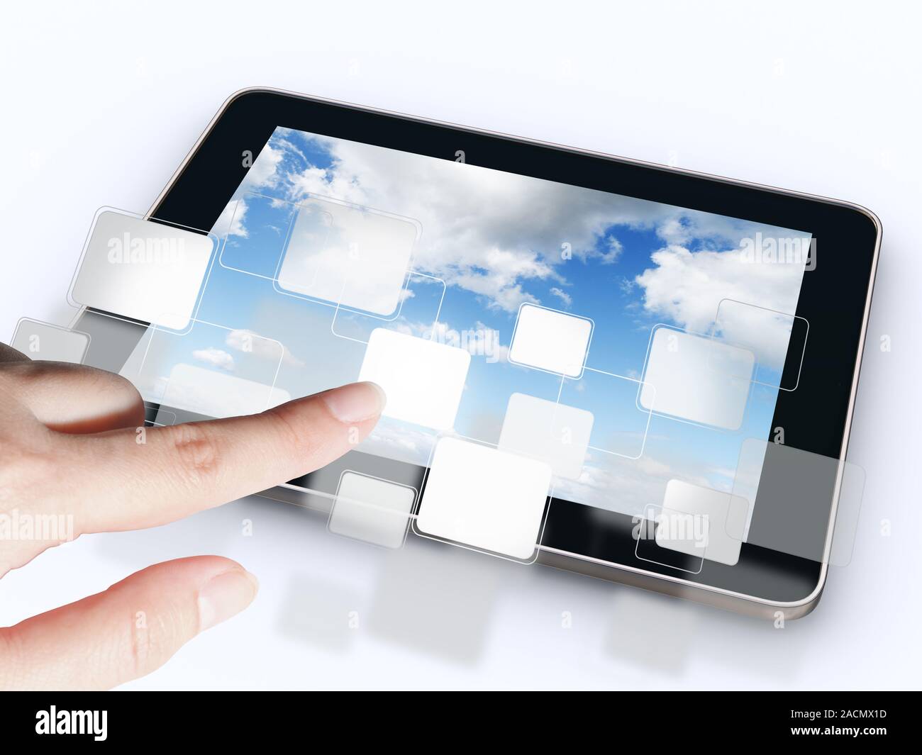 Hands holding tablet Stock Photo