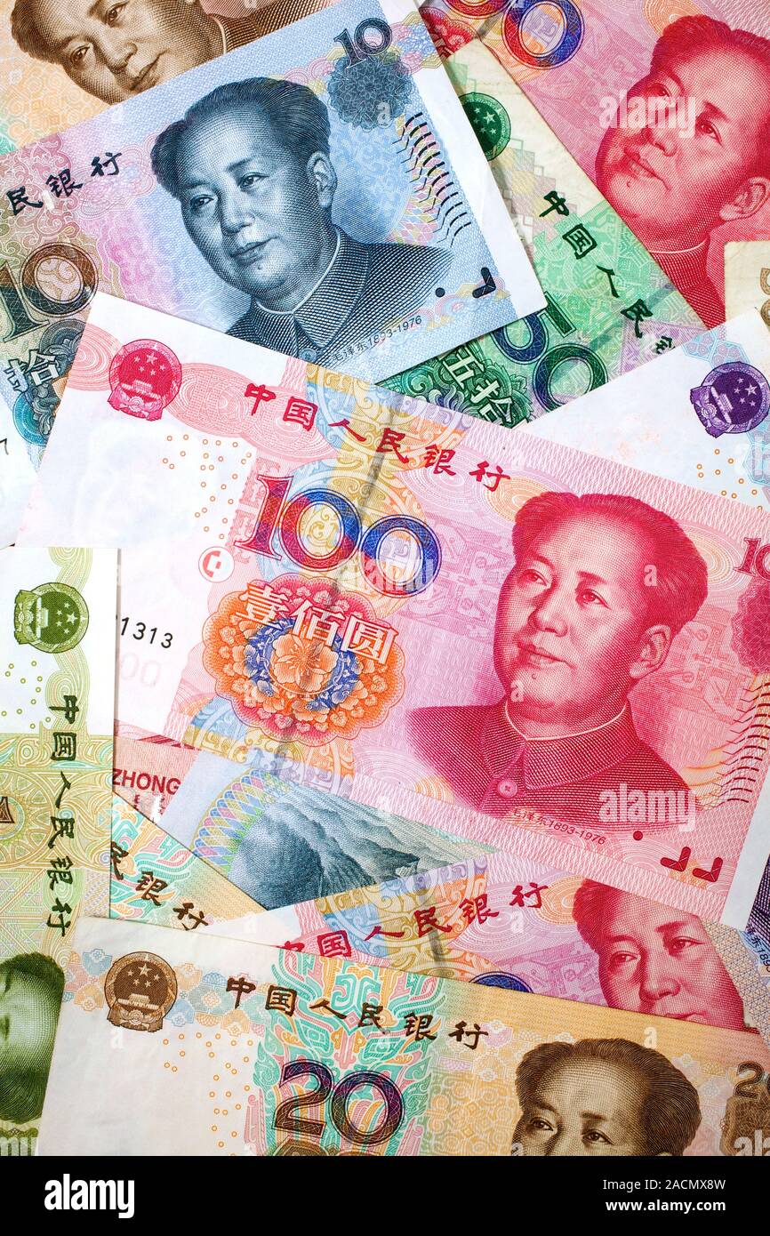 Chinese banknotes. The Chinese currency is the renminbi (CNY), with the ...