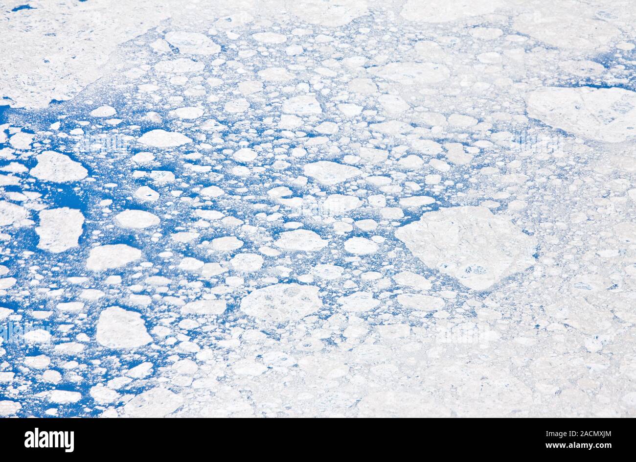 Ice breaking and refreezing in midsummer. Photographed from the air in