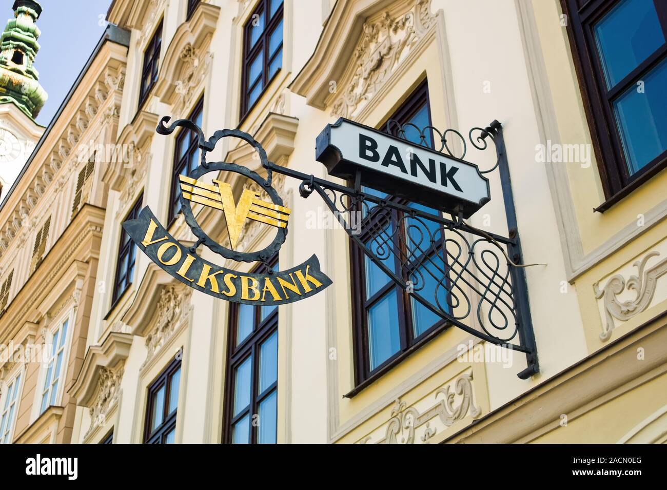 Shield of a Volksbank Stock Photo