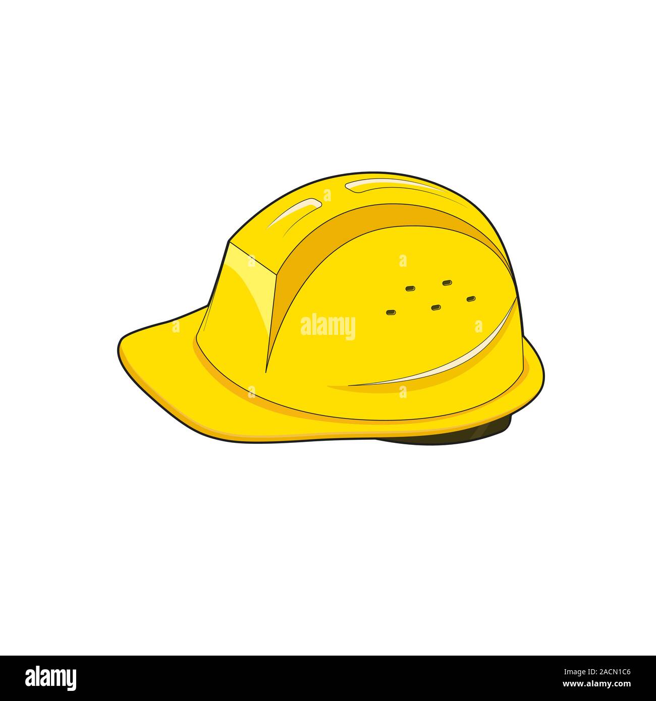Construction safety helmet. Building worker hat. Yellow helmet. Vector