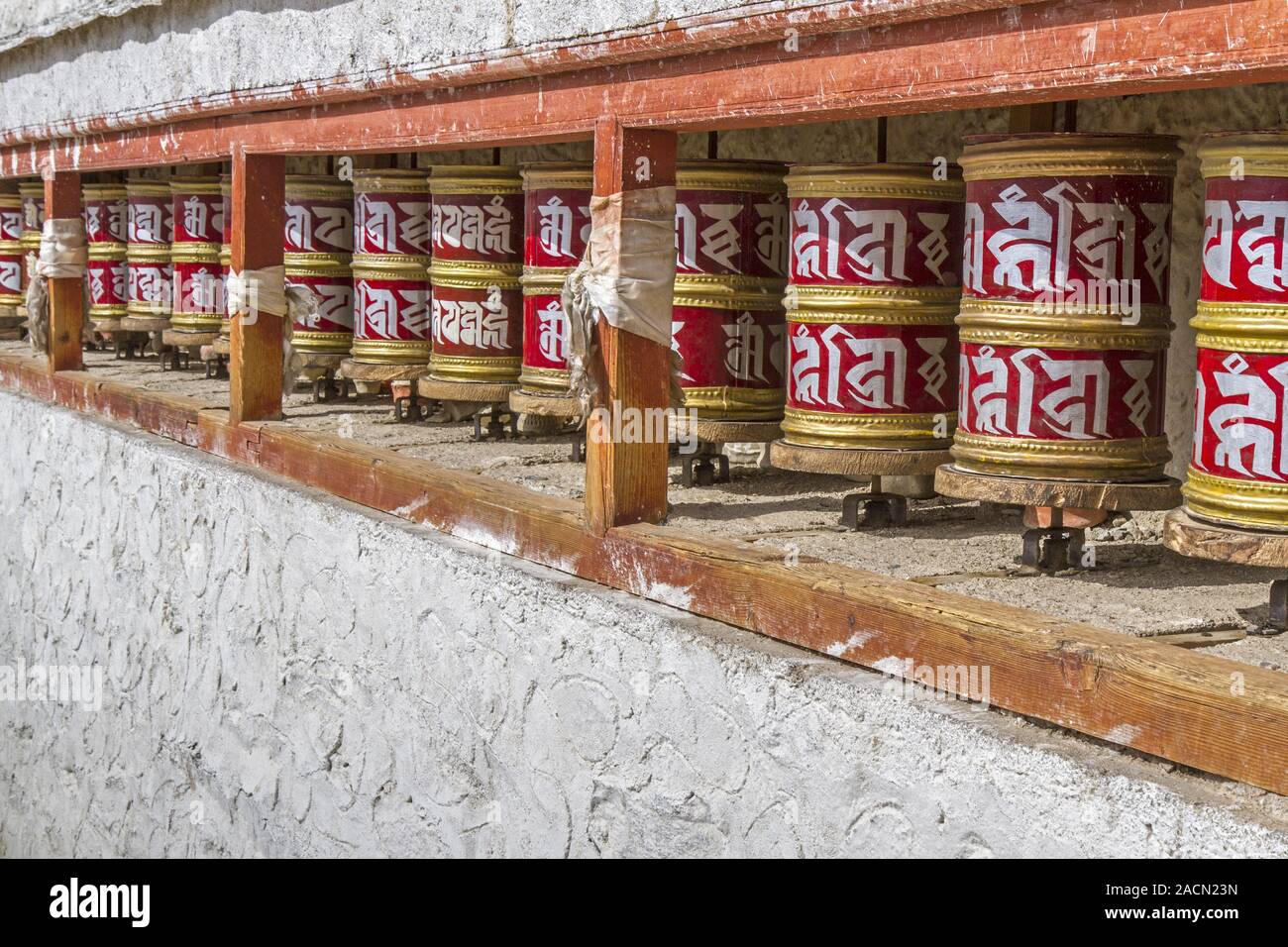Tibetan prayer wheels in Ladakh, India Stock Photo Alamy