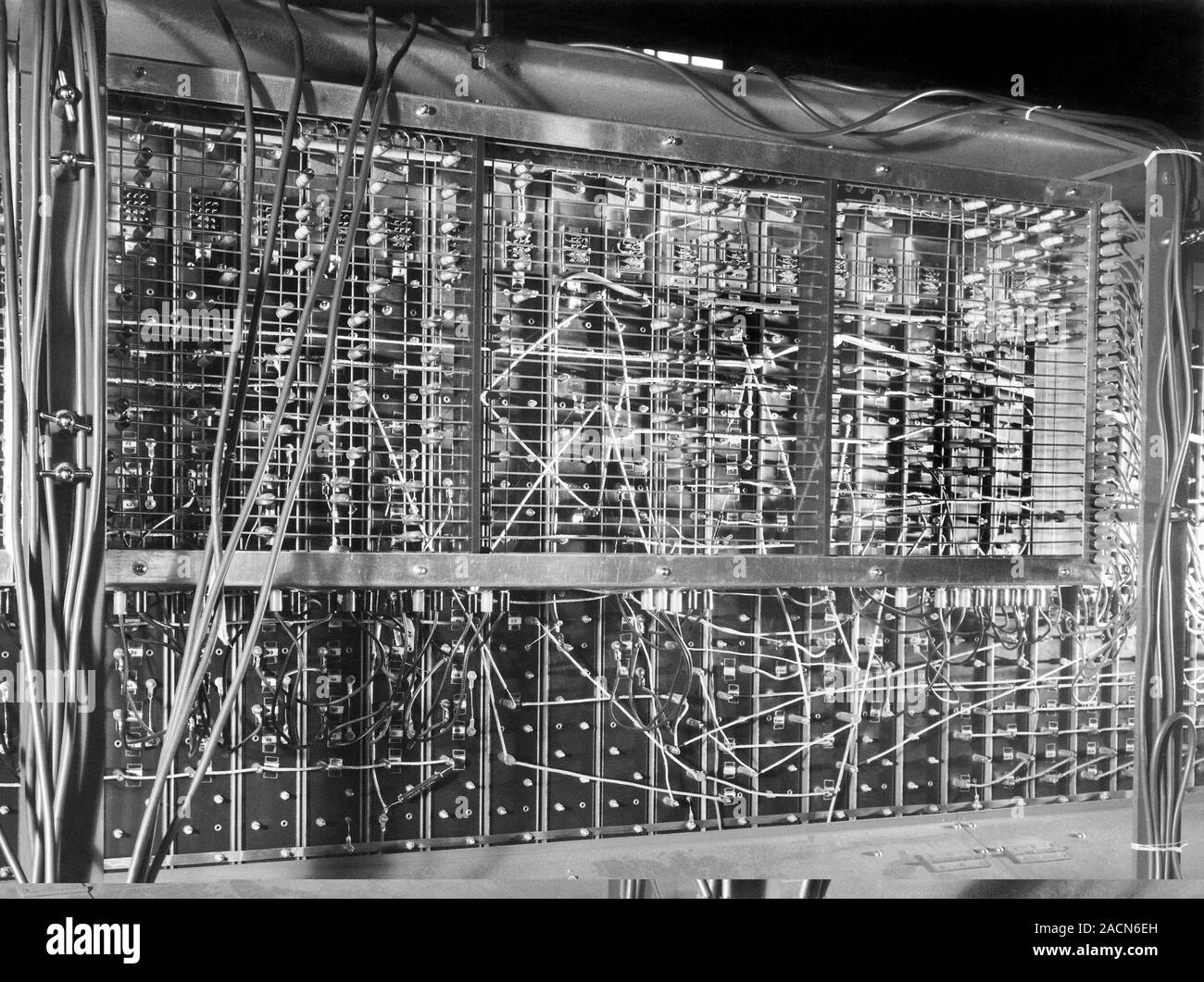 The Automatic Computing Machine Pilot ACE computer components. Rear view of the resistance tree box ...