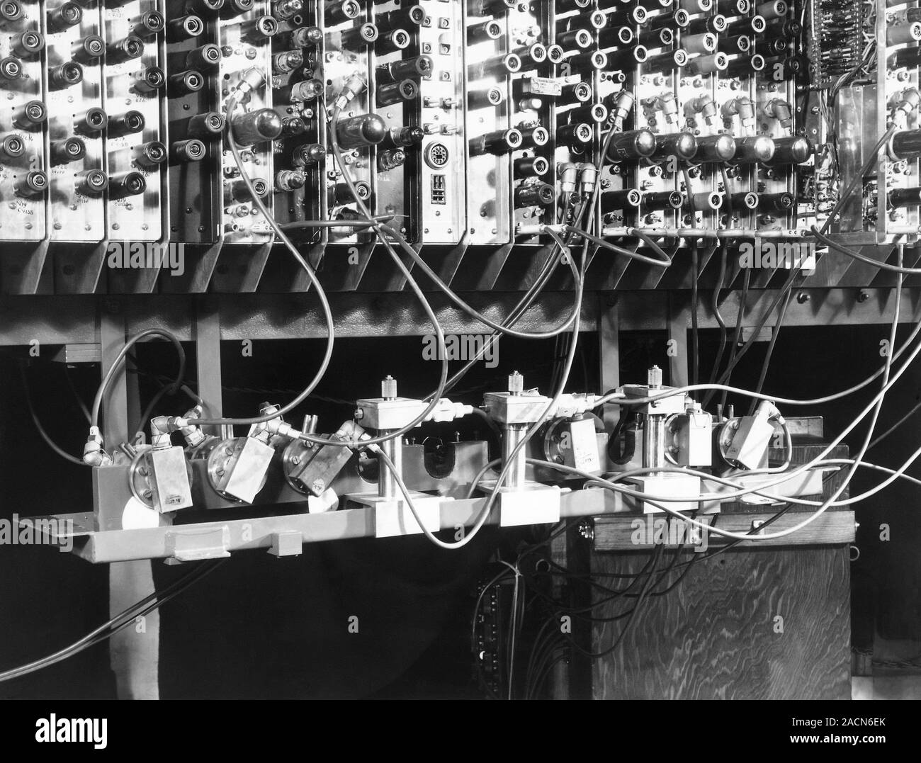 Pilot ACE computer components. View of short delay lines for the