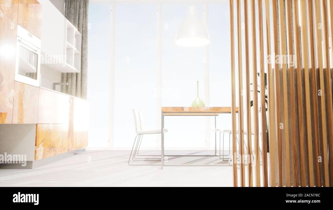Modern design living room interior in Scandinavian style . 3D rendering ...