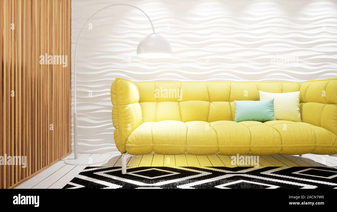 Modern design living room interior in Scandinavian style . 3D rendering ...