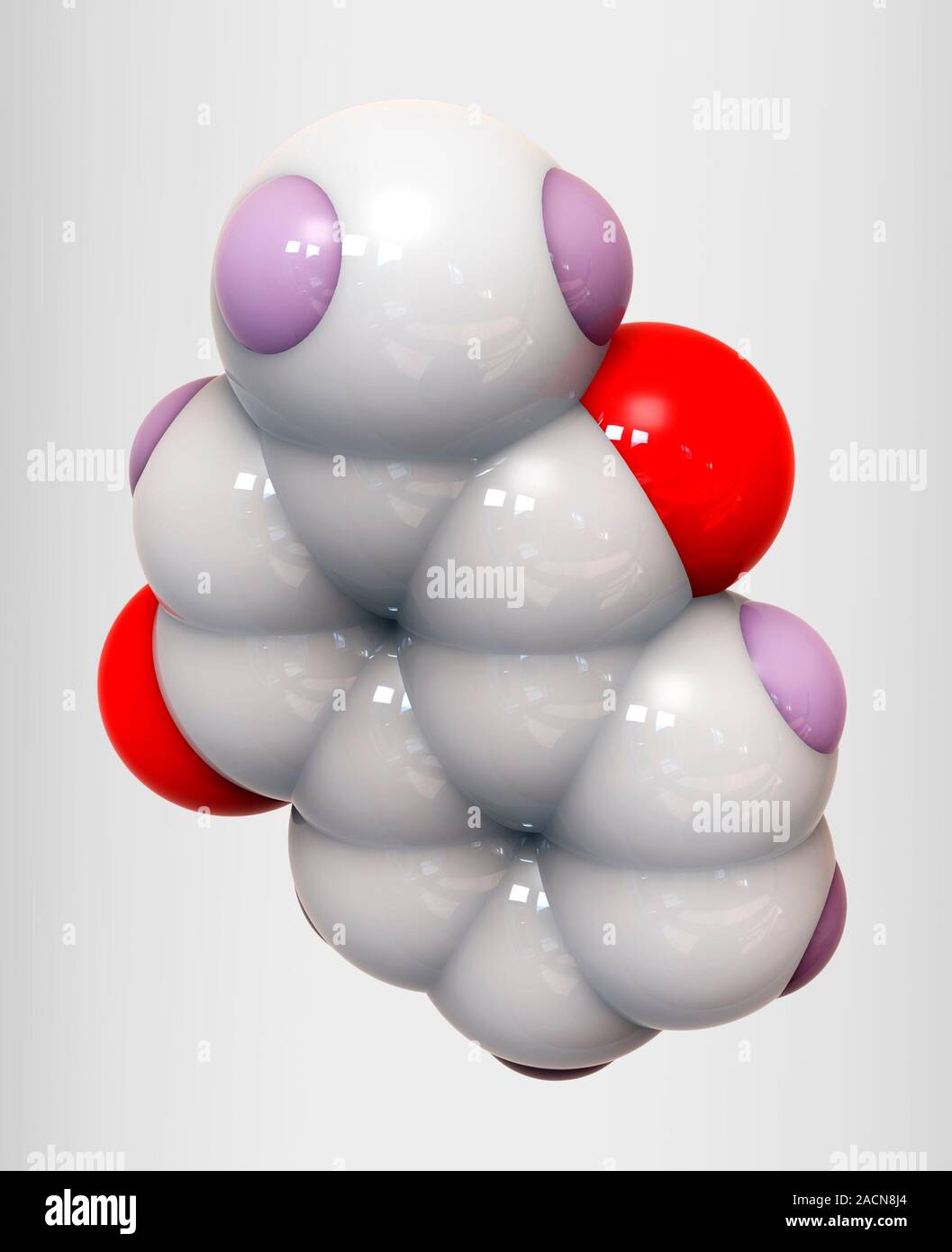 Vitamin K3 molecule. Computer model showing the structure of a molecule ...