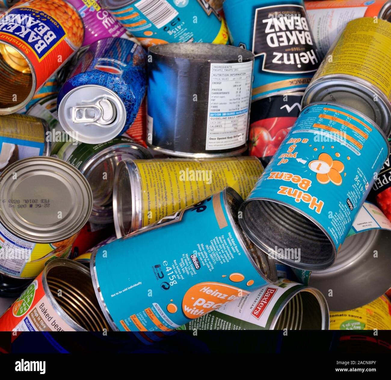 Food and drinks cans for recycling Stock Photo Alamy